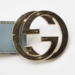 Gucci Multicolor Stripe Canvas and Leather Interlocking G Buckle Belt 85CM