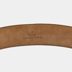 Gucci Multicolor Stripe Canvas and Leather Interlocking G Buckle Belt 85CM