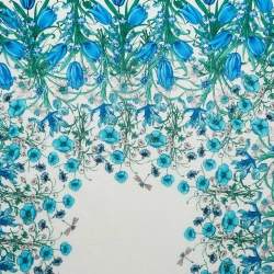 Pre Owned Gucci White/Blue Floral Print Silk Square Scarf