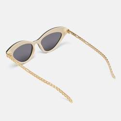 Pre Owned Gucci Black & Gold Tone/Grey GG0978S Charm Detail Cat-Eye Sunglasses