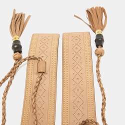 Pre Owned Gucci Beige Leather Tassel Waist Belt 80 CM