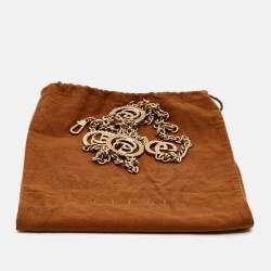 Pre Owned Gucci Gold Double G Logo Chain Link Belt