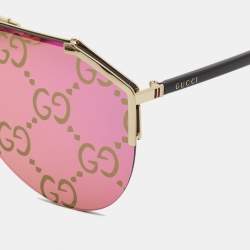 Gucci Purple Guccissima Mirrored GG0584S Mask Sunglasses