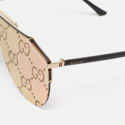 Pre Owned Gucci Pink Guccissima Mirrored GG0584S Mask Sunglasses