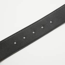 Pre Owned Gucci Black Leather GG Marmont Buckle Belt 70CM