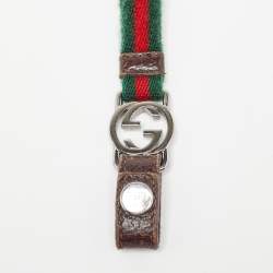 Gucci Green/Red Web Canvas Interlocking G Lanyard Keychain
