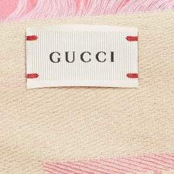 Gucci Pink GG Web Wool Blend Square Scarf
