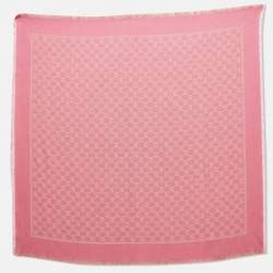 Gucci Pink GG Web Wool Blend Square Scarf