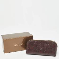 Pre Owned Gucci Dark Brown Guccissima Leather Cosmetic Pouch