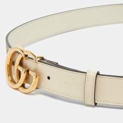 Gucci Beige GG Supreme Canvas GG Marmont Buckle Belt 100 CM