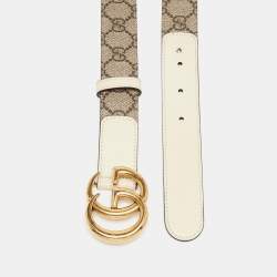 Gucci Beige GG Supreme Canvas GG Marmont Buckle Belt 100 CM