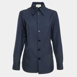 Gucci Blue Gabardine Button Front Shirt XXS