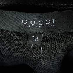 Pre Owned Gucci Black Leather Button Detail Pants S