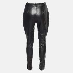 Pre Owned Gucci Black Leather Button Detail Pants S