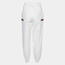 Pre Owned Gucci Off-White Cotton Contrast Trim Sweatpants XS