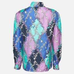 Pre Owned Gucci Multicolor GG Rhombus Printed Silk Buttoned Up Shirt S