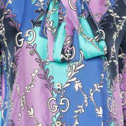 Pre Owned Gucci Multicolor GG Rhombus Printed Silk Buttoned Up Shirt S