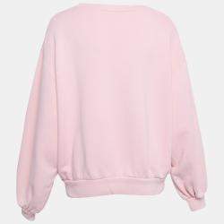 Pre Owned Gucci Pink Embroidered Cotton Knit Sweatshirt S