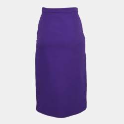 Pre Owned Gucci Purple Silk & Wool Midi Skirt S