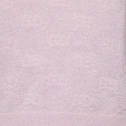 Gucci Pink Monogram Patterned Lurex Knit Long Sleeve Polo XS