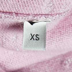 Gucci Pink Monogram Patterned Lurex Knit Long Sleeve Polo XS