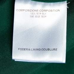 Pre Owned Gucci Green Silk Gathered Button Detailed Top M