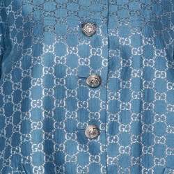 Gucci Blue GG Lurex Wool & Silk Flared Jacket M
