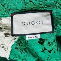 Gucci Green Logo Patch Lace Panelled Track Jacket XS