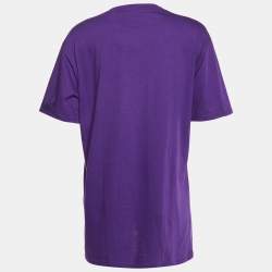 Pre Owned Gucci Purple Cotton Blind For Love Appliqued Crew Neck T-Shirt S