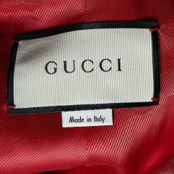 Gucci Red Monogram Jacquard Leather Trimmed Blazer & Skirt Set M