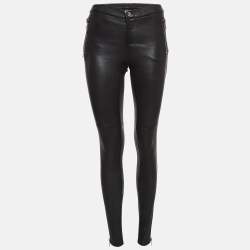 Pre Owned Gucci Black Leather Skinny Pants S
