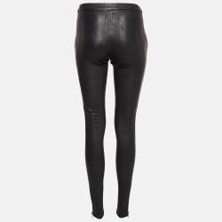 Pre Owned Gucci Black Leather Skinny Pants S