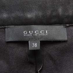 Pre Owned Gucci Black Leather Skinny Pants S