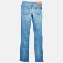 Pre Owned Gucci Blue Washed Denim High-Rise Jeans S Waist 26"