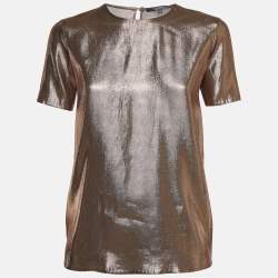 Gucci Gold Silk Blend Lamé Top S