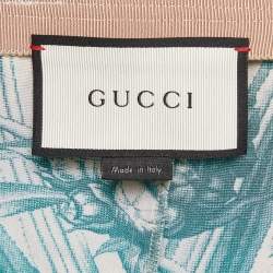 Pre Owned Gucci Green Snake Print Crepe De China Skirt L