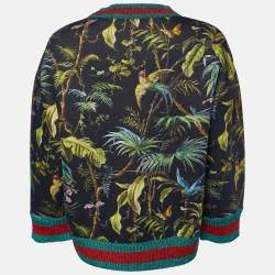 Pre Owned Gucci Black Printed Cotton Knit Sweatshirt M