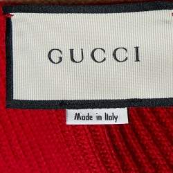 Pre Owned Gucci Red Wool Knit Buttoned Front Cardigan M