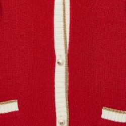Pre Owned Gucci Red Wool Knit Buttoned Front Cardigan M