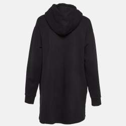 Gucci Black Logo Print Cotton Knit Hooded Dress S