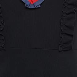 Gucci Black Jersey Ruffled Detail Sheath Dress L