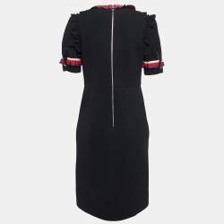 Gucci Black Jersey Ruffled Detail Sheath Dress L