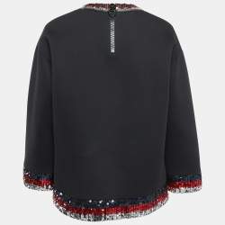 Gucci Black Sequin Embellished Neoprene Sweatshirt M