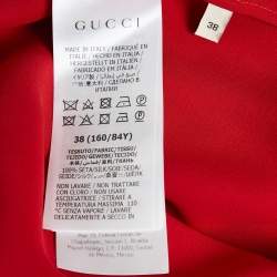 Gucci Red Satin Silk Tie-Up Neck Blouse S
