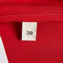 Gucci Red Satin Silk Tie-Up Neck Blouse S