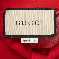 Gucci Red Satin Silk Tie-Up Neck Blouse S