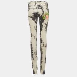Gucci Grey Abstract Bleach Pattern Denim Embroidered Jeans S Waist 26"