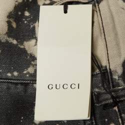 Gucci Grey Abstract Bleach Pattern Denim Embroidered Jeans S Waist 26"