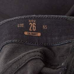 Pre Owned Gucci Black Tiger Applique Denim Skinny Jeans S Waist 26"