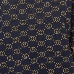 Pre Owned Gucci Navy Blue GG Lame Knit Top S